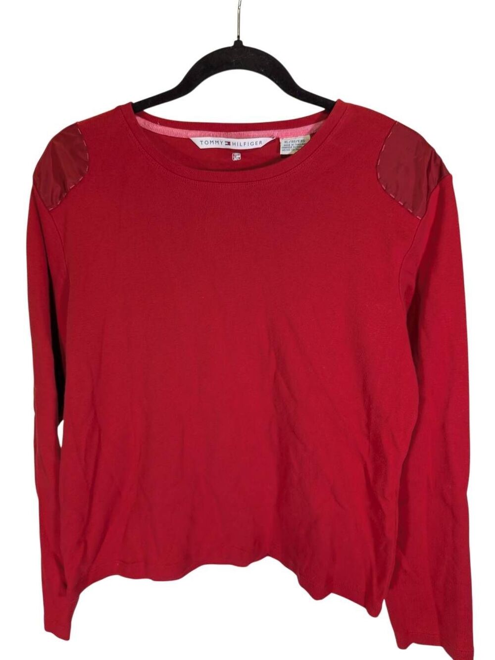Tommy Hilfiger long-sleeve knit top featuring matching tonal shoulder patches Wo
